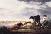 Aelbert Cuyp Cows and Herdsman by a River Spain oil painting artist